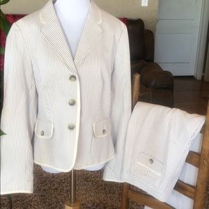 #229 Ann Taylor purple & white pinstripe suit.